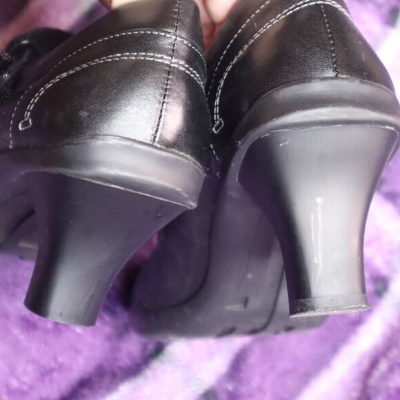 BLACK DRESS SHOES 6 Kenneth Cole Mary Janes Pumps Square Toe Leather Walk On By - Picture 9 of 12